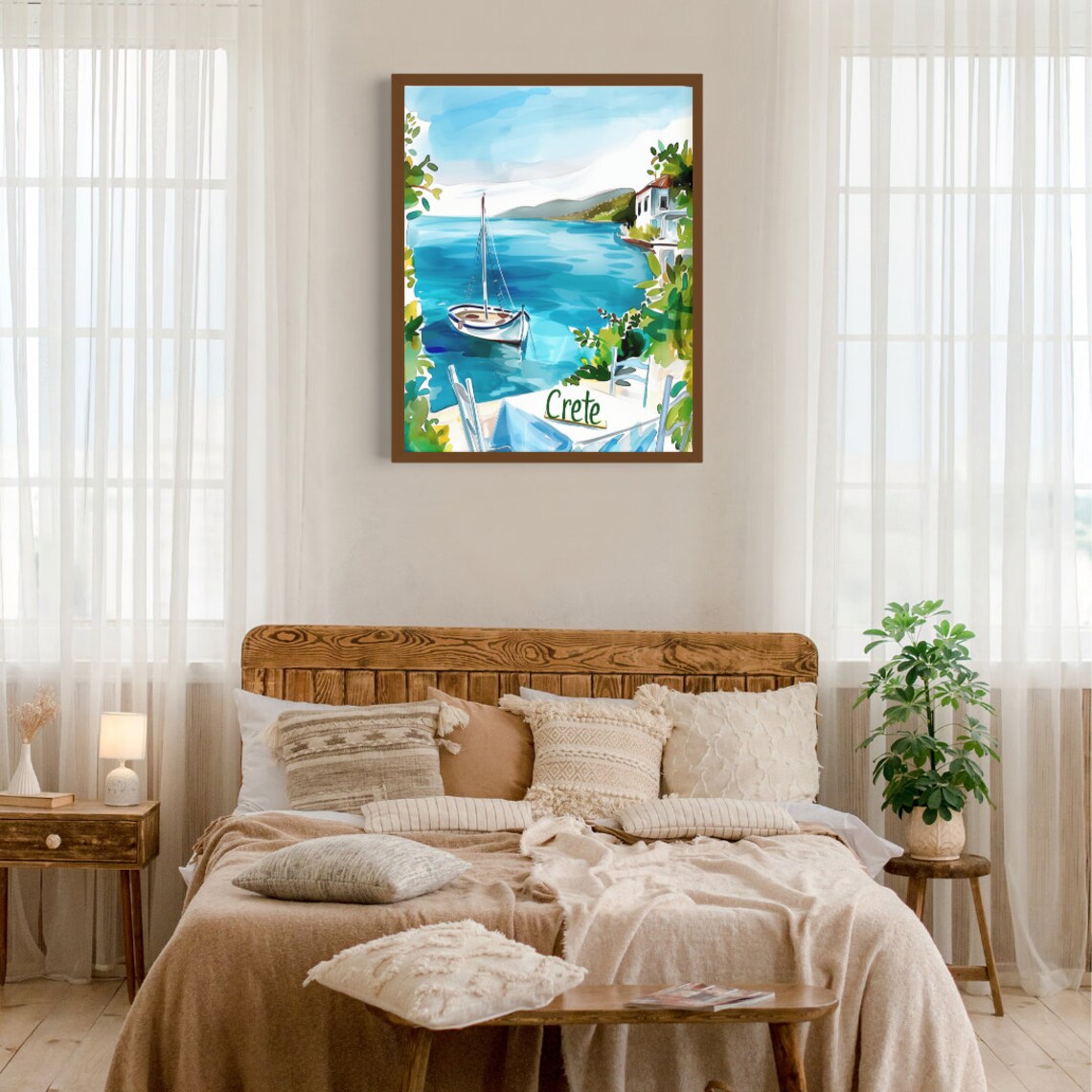 Crete Watercolor Travel Poster, Greek Island View - Image 3