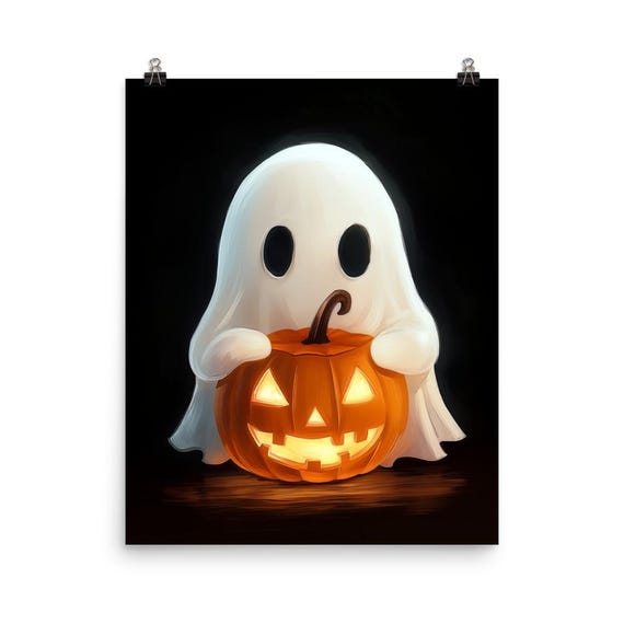 And Jack Olantern Print Halloween Home Decor Ghostly Wall Art Spooky Poster Phantom Specter Artwork Gift Haunt