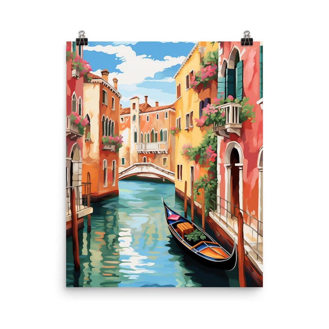 Venice Watercolor Travel Poster, Italian Canals