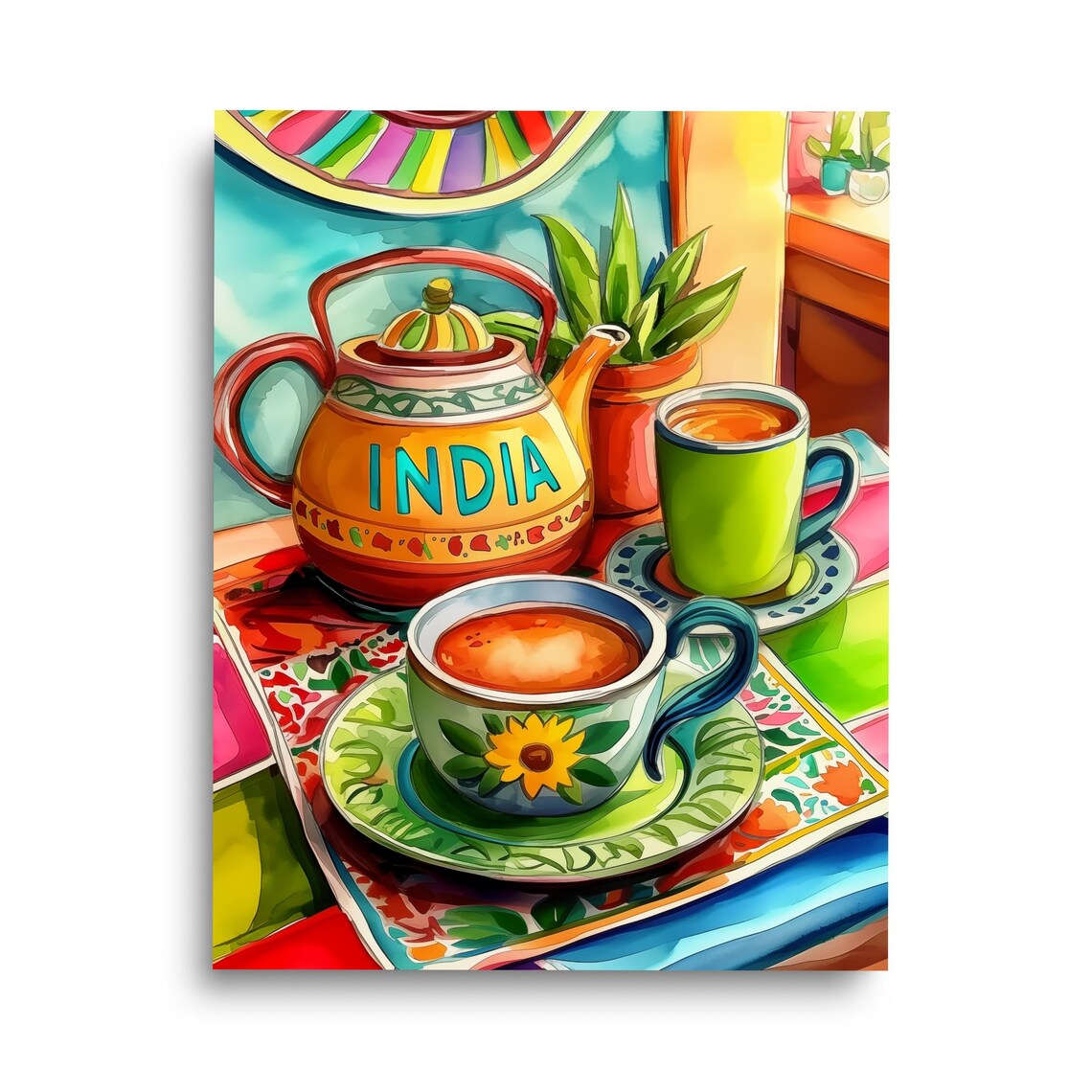 Kitchen Watercolor Print, India Travel Poster