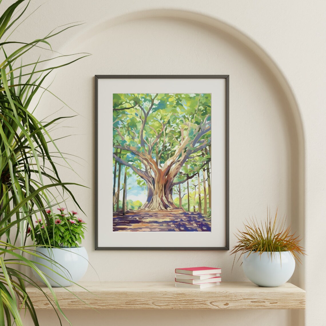 Lahaina Banyan Tree Watercolor Travel Poster, Maui - Image 3
