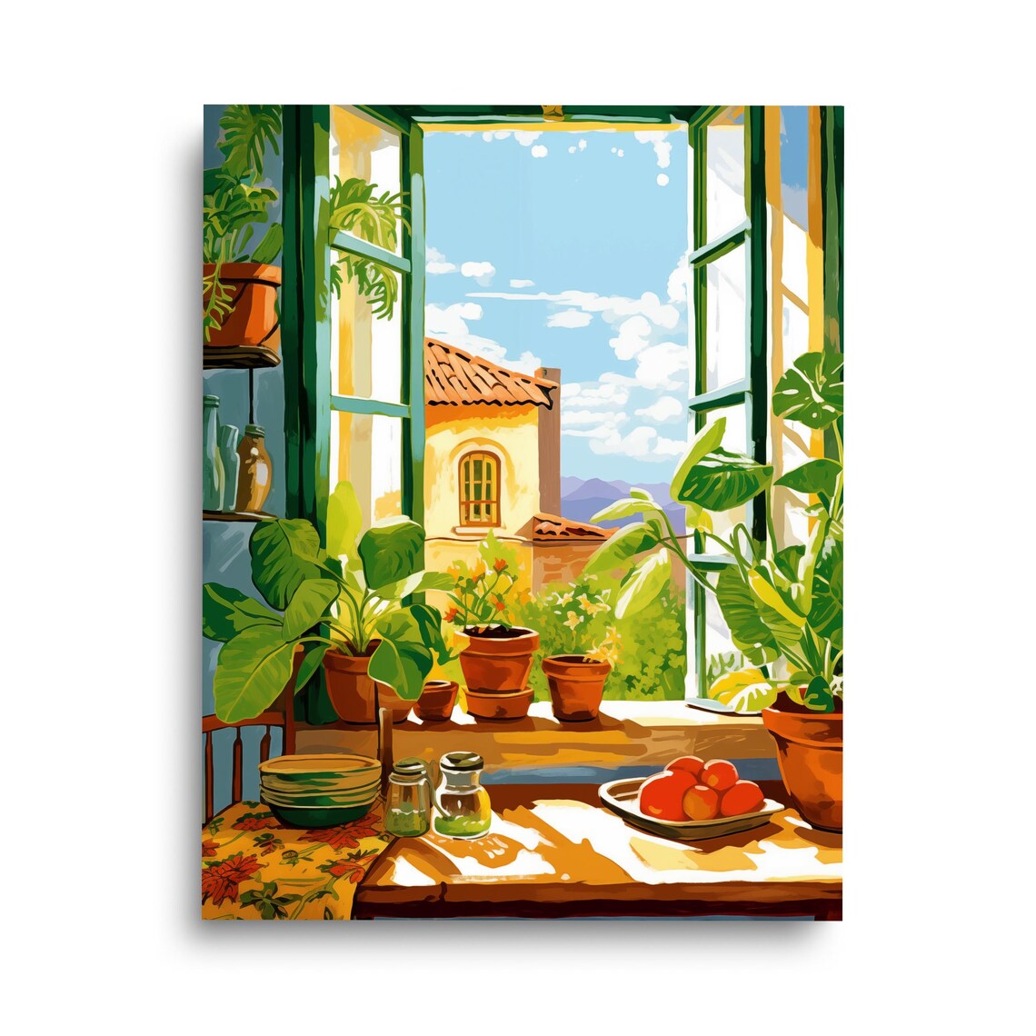 Puerto Rico Watercolor Kitchen Art Print, Boricua Decor