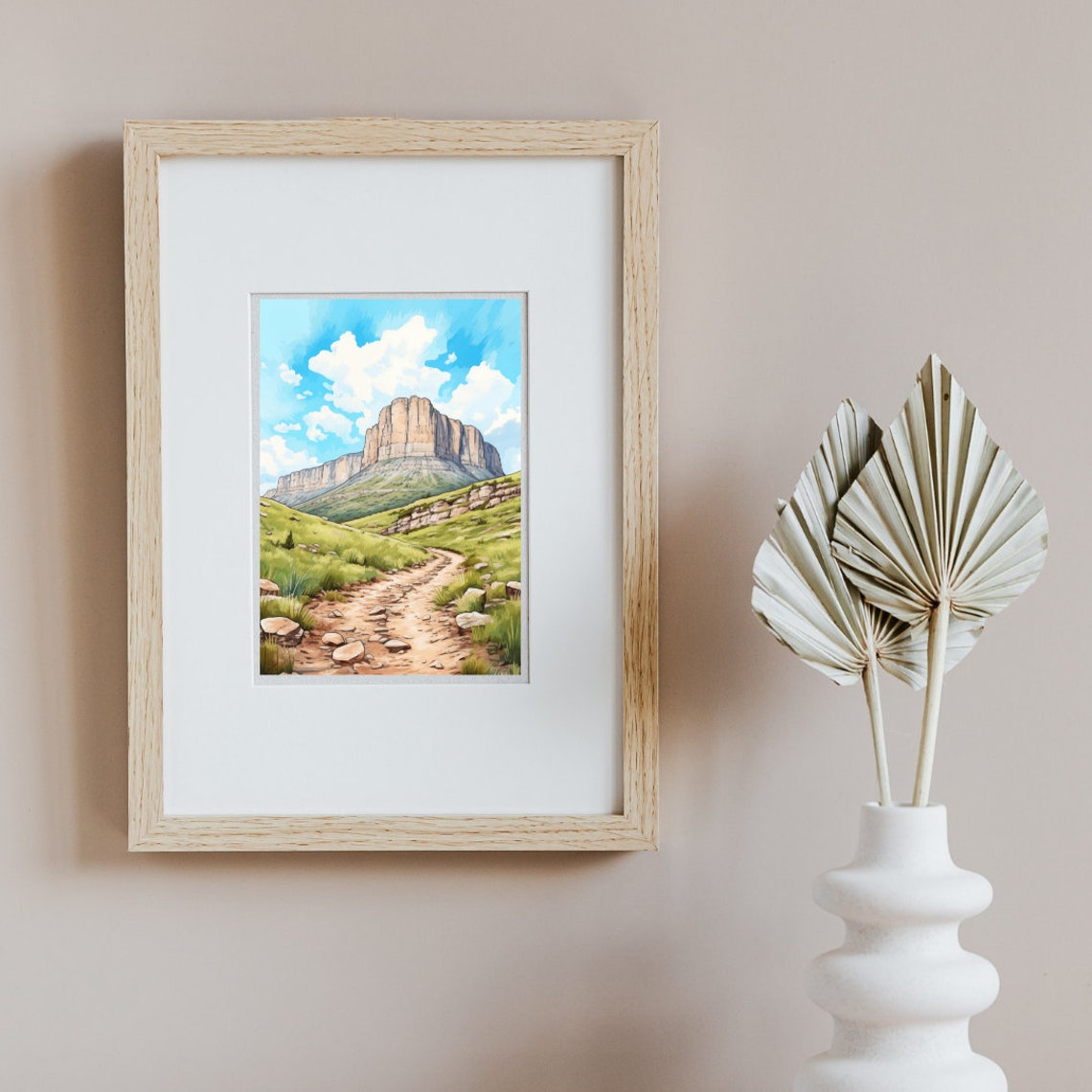 Guadalupe Mountains Desert Peak Hiking Trail Watercolor Poster - Image 2