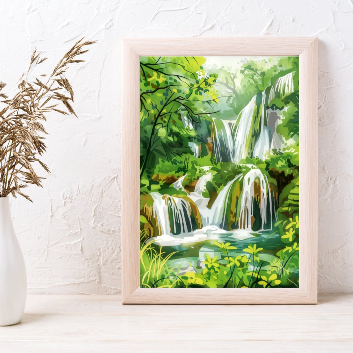 Plitvice Lakes National Park Waterfalls In Green Forest Poster - Image 3