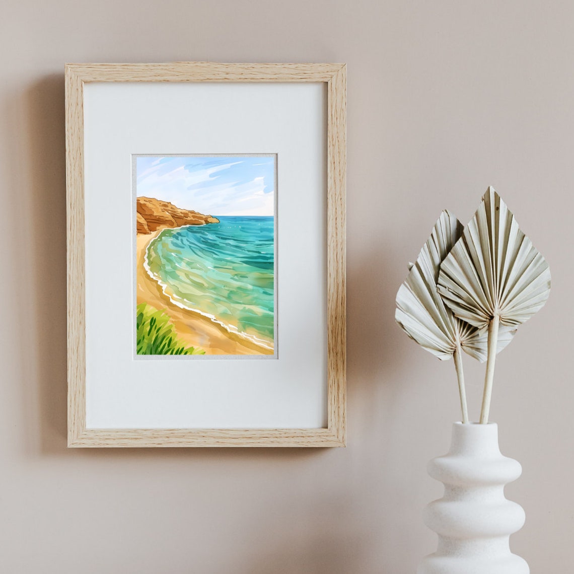 Costa de Almeria Turquoise Cove Sandy Beach Watercolor Poster - Image 2