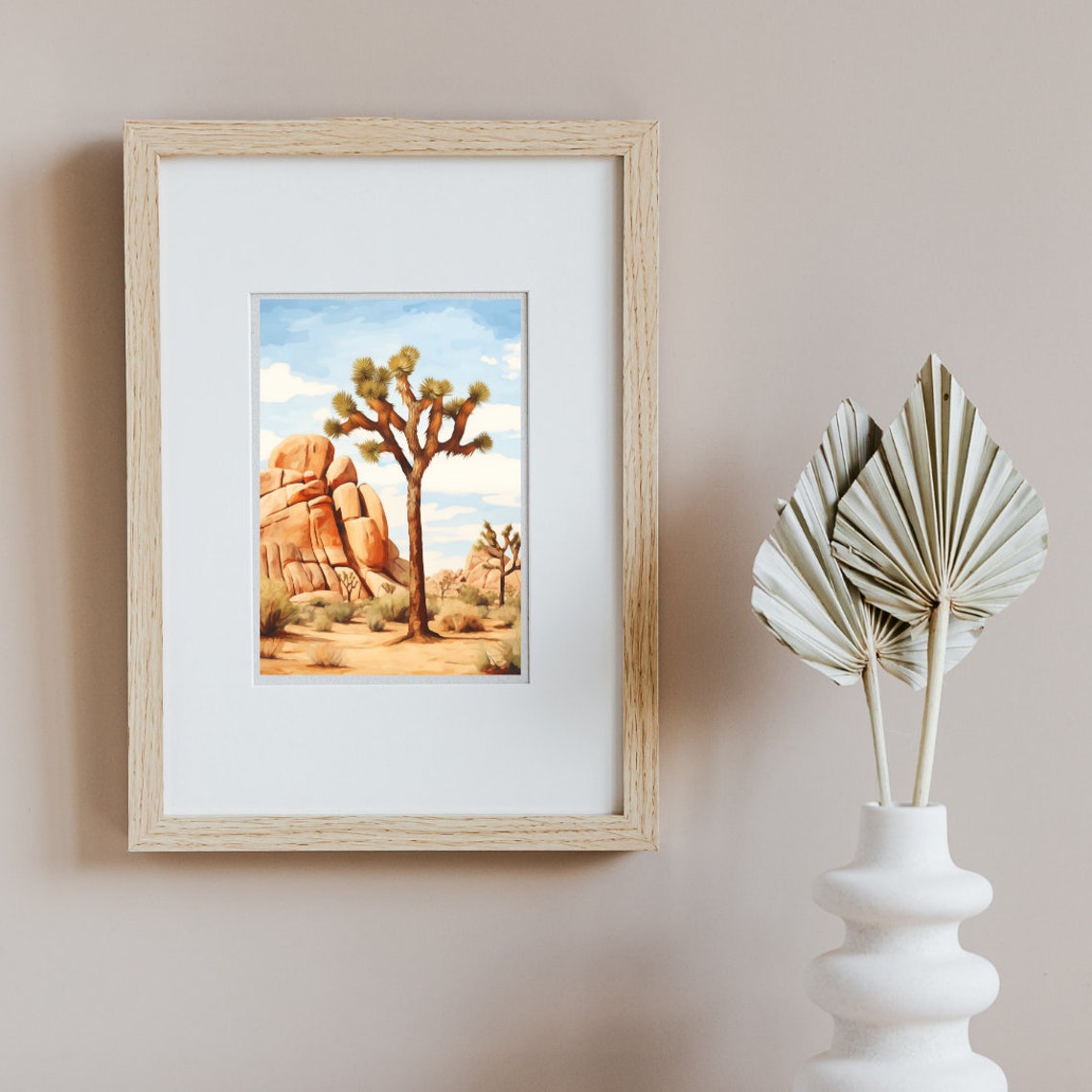 Joshua Tree Beside Granite Rock Formations Desert Morning Poster - Image 2