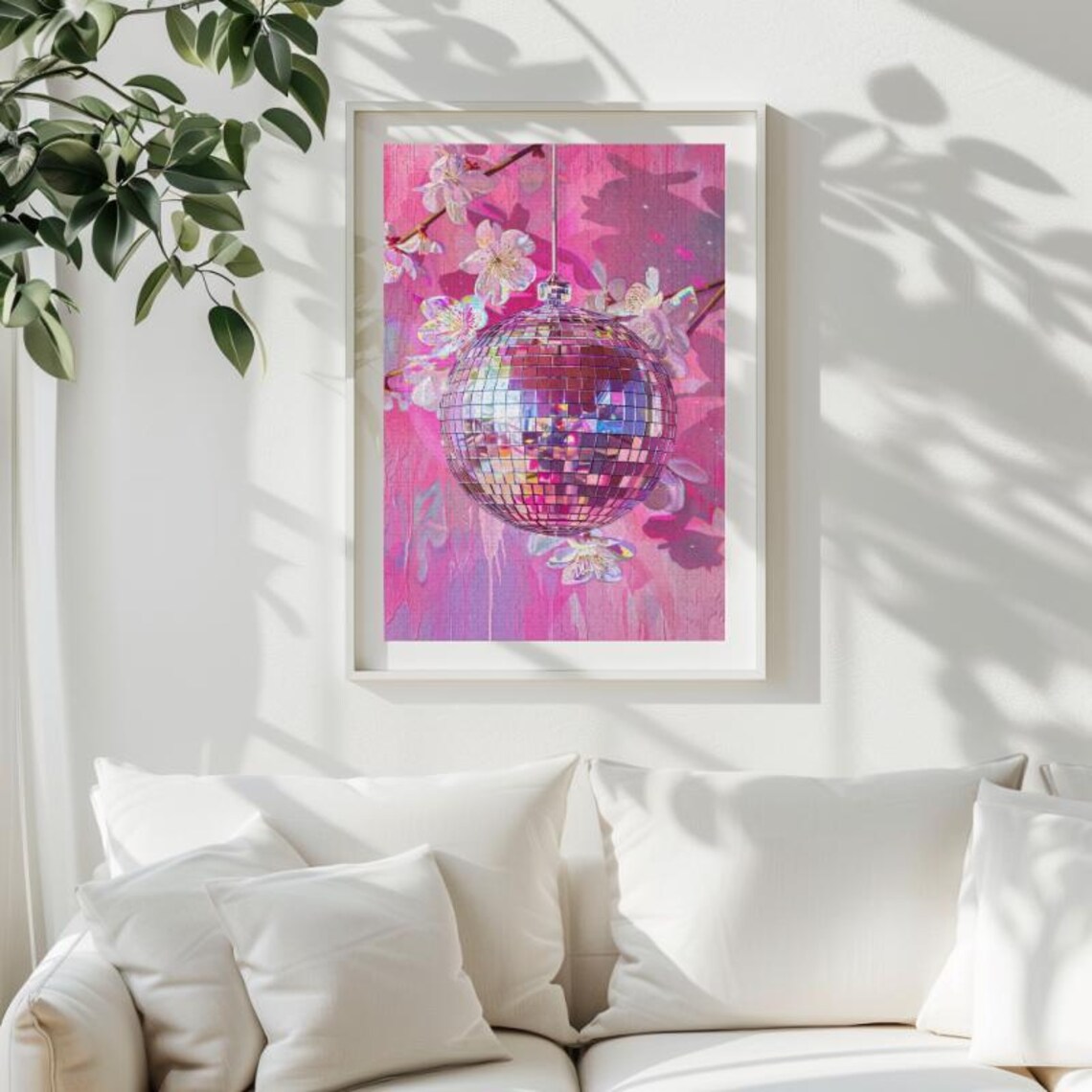 Disco Ball Floral Art Print, Maximalist Cherry Flowers - Image 3