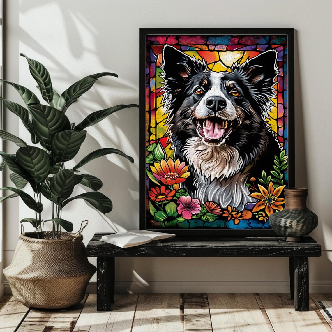 Stained Glass Border Collie Dog Lover Art Print - Image 2