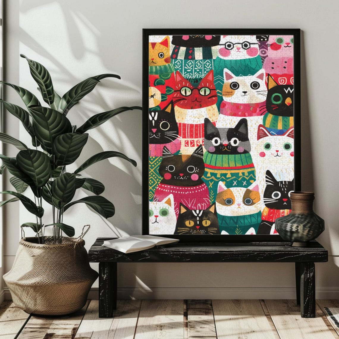 Cats in Christmas Sweaters Holiday Cat Lover Collage Art Poster - Image 2