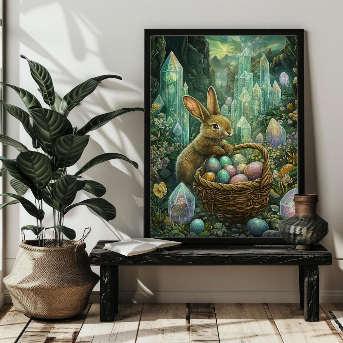 Stained Glass Easter Bunny Rabbit Art Print - Image 3