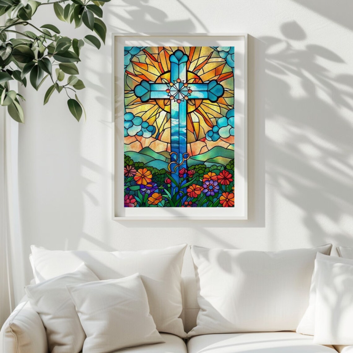 Stained Glass Cross Religious Puzzle Art Gift - Image 4