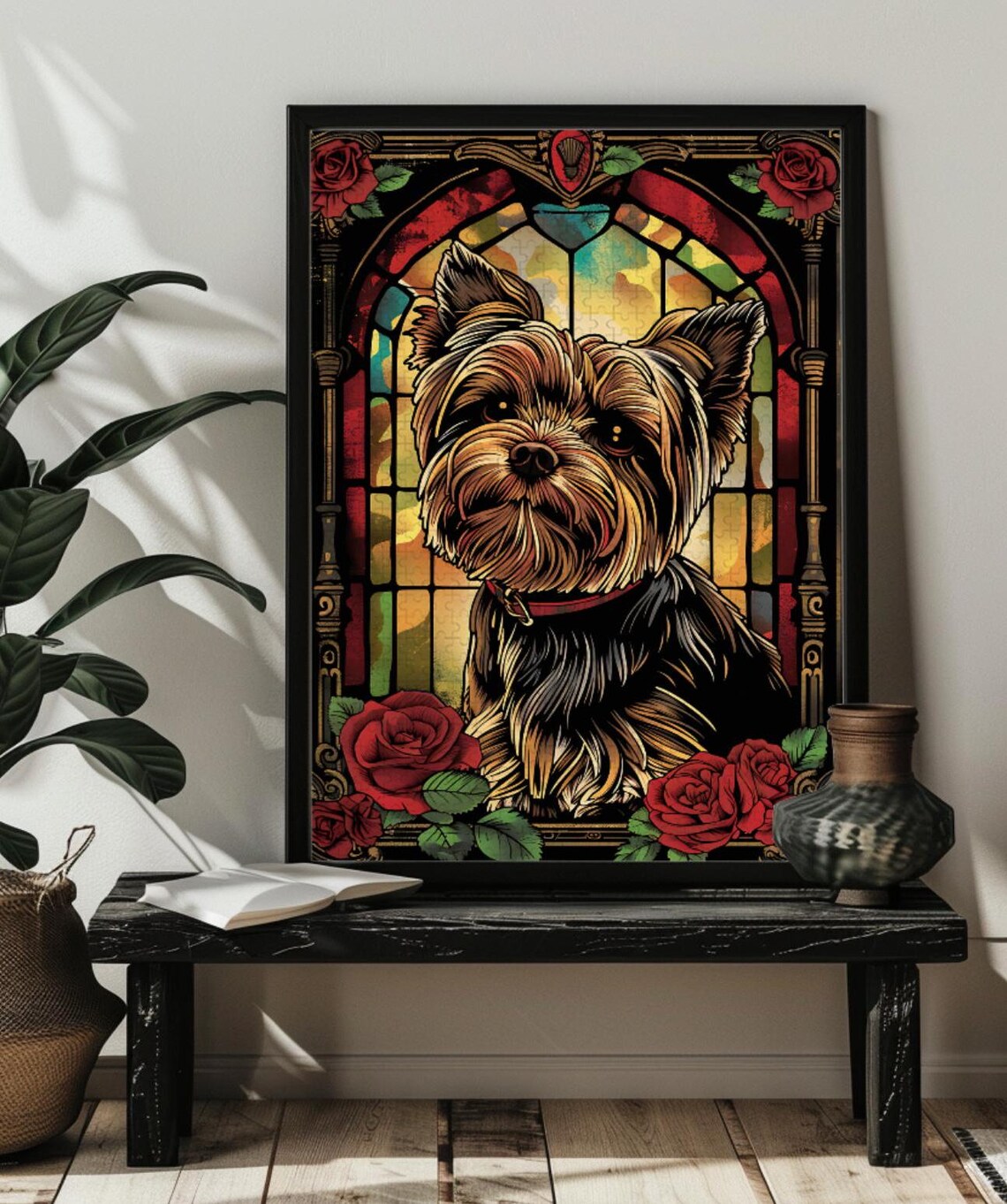 Stained Glass Yorkshire Terrier Dog Art Print - Image 3