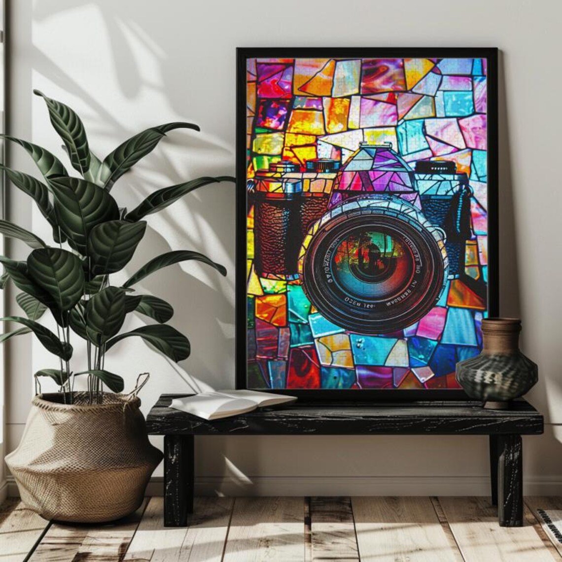 Stained Glass Camera Jigsaw Puzzle, Photographer Decor - Image 4
