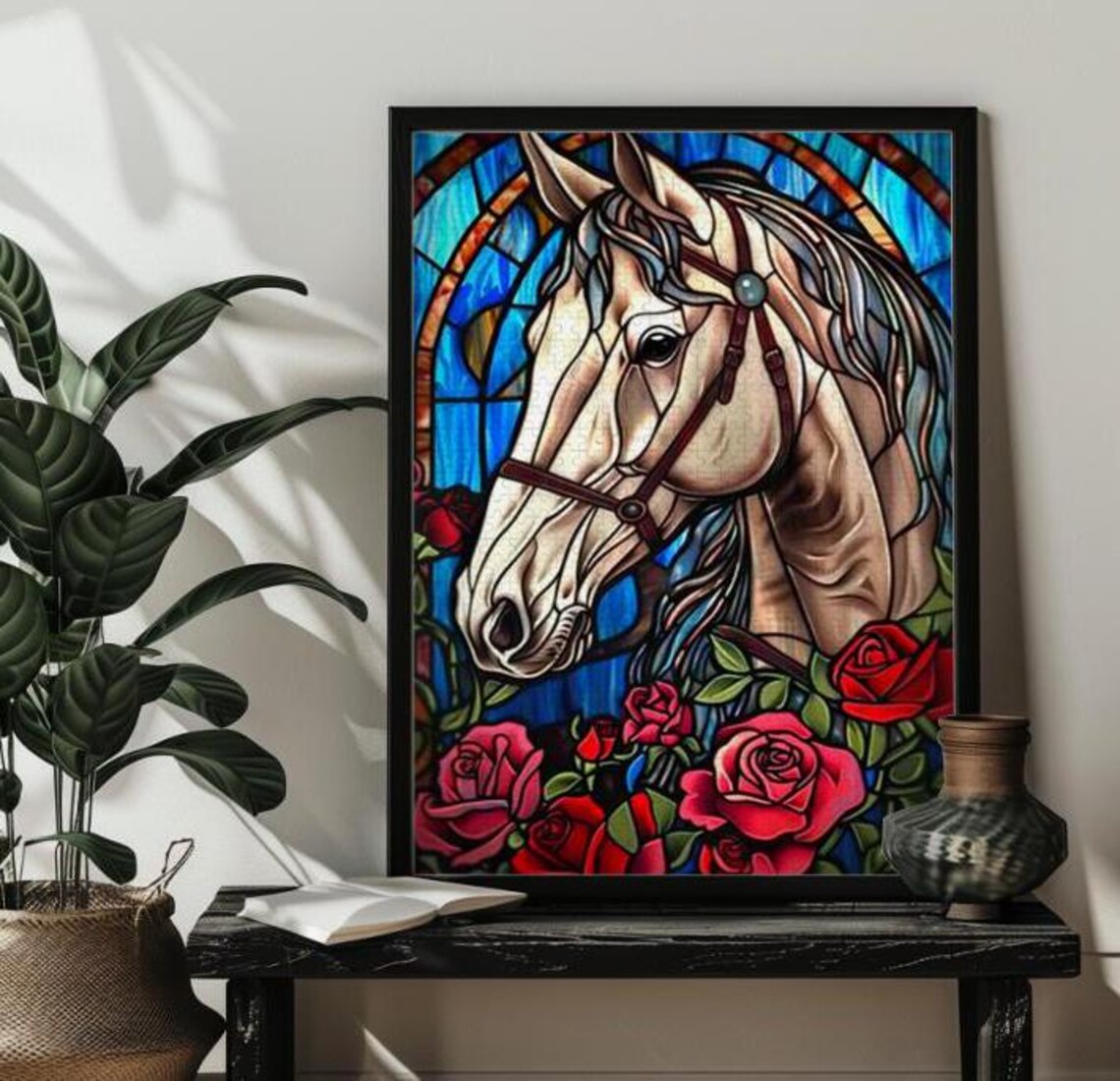 Stained Glass Horse Jigsaw Puzzle Art Print