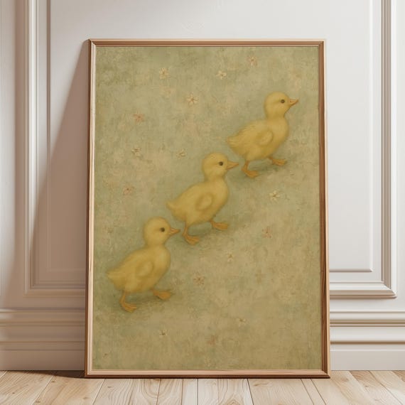 Duckling Print, Vintage Cottagecore Nursery Decor