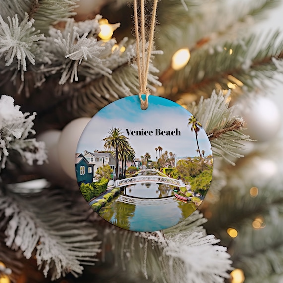 Venice Beach California Canal Bridge Watercolor Ornament Print