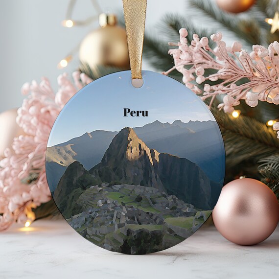 Peru Machu Picchu Christmas Ornament Inca Ruins Travel Souvenir Poster