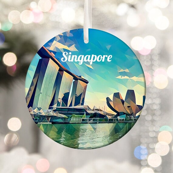 Iconic Singapore Marina Bay Sands Skyline Round Night Travel Poster