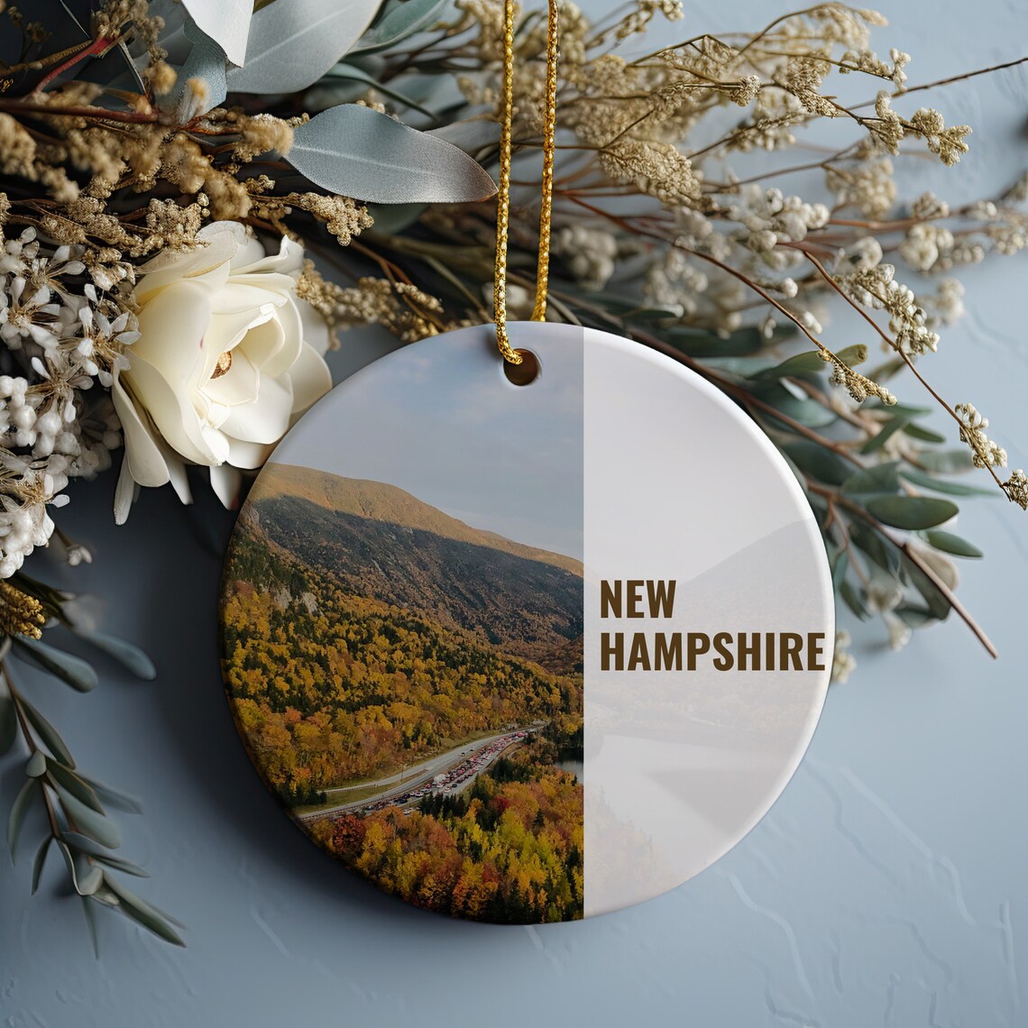 New Hampshire Autumn Mountain Road Photo Christmas Ornament Poster