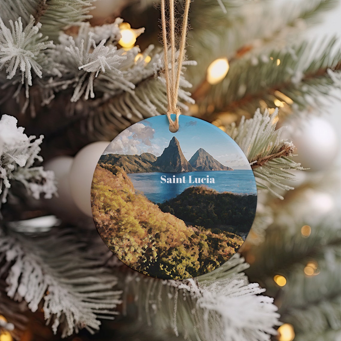 Saint Lucia Pitons Christmas Ornament Caribbean Travel Wall Print