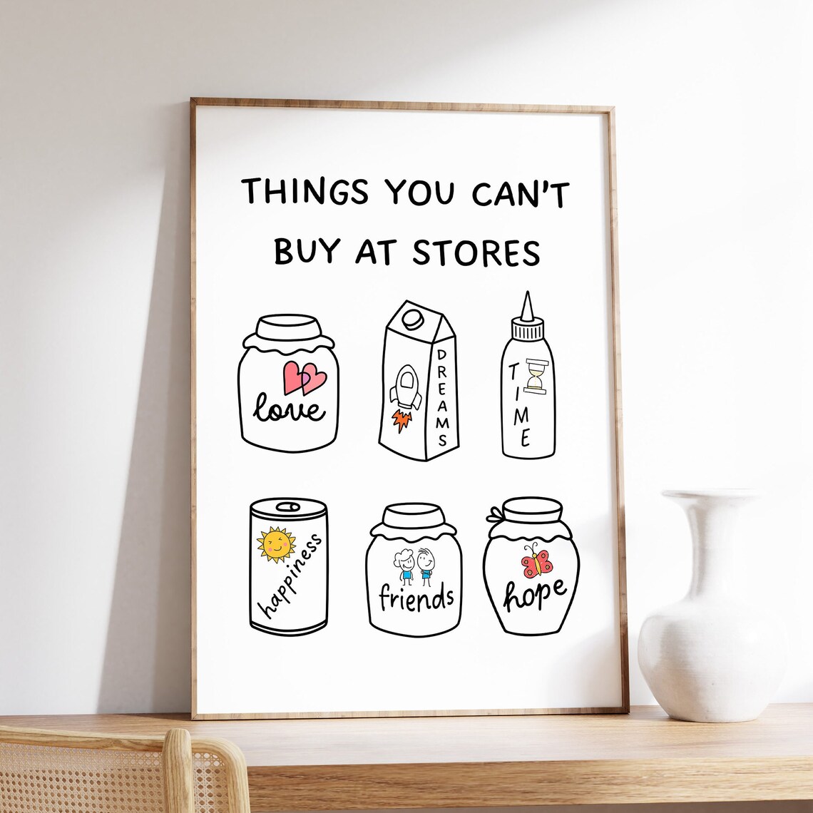 Things You Can't Buy at Stores Love Hope Dreams Illustrated Quote Poster