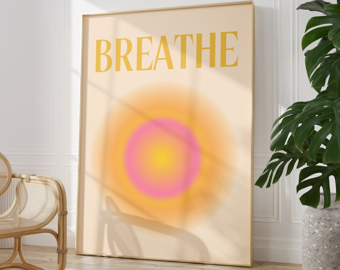 Breathe in Warm Sunrise Aura Typography Gradient Calm Poster - Image 3