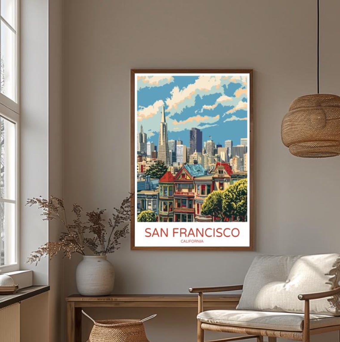 San Francisco Transamerica Pyramid Skyline Colorful Travel Poster - Image 3
