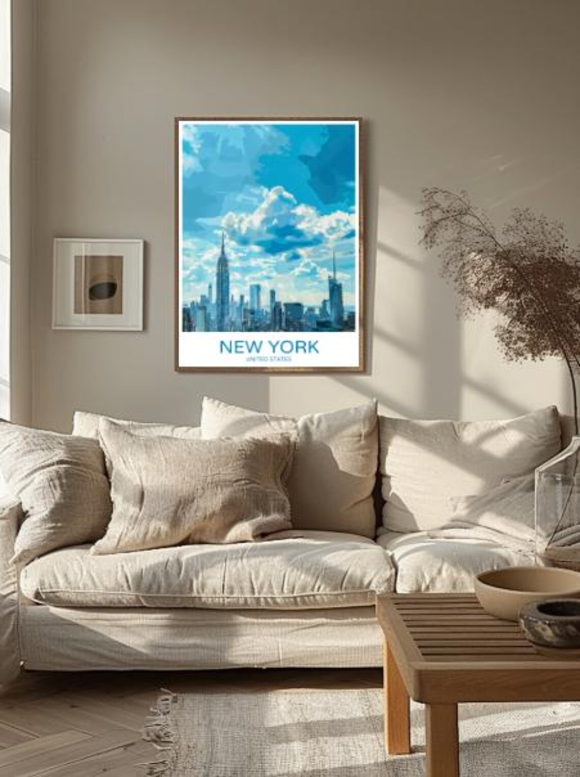 New York City Empire State Skyscrapers Blue Sky Travel Poster - Image 2