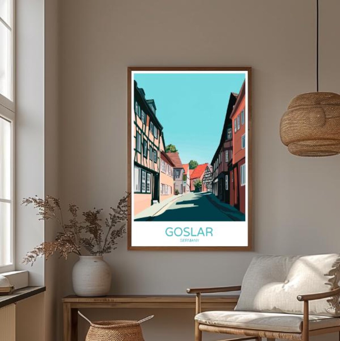 Goslar Germany Half Timbered Houses Old Town Street Travel Poster - Image 3
