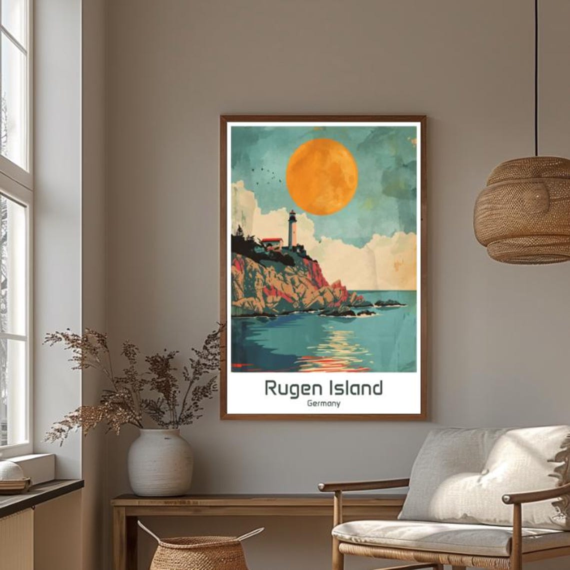 Rugen Island Germany Lighthouse Rocky Baltic Coast Sunset Poster - Image 4