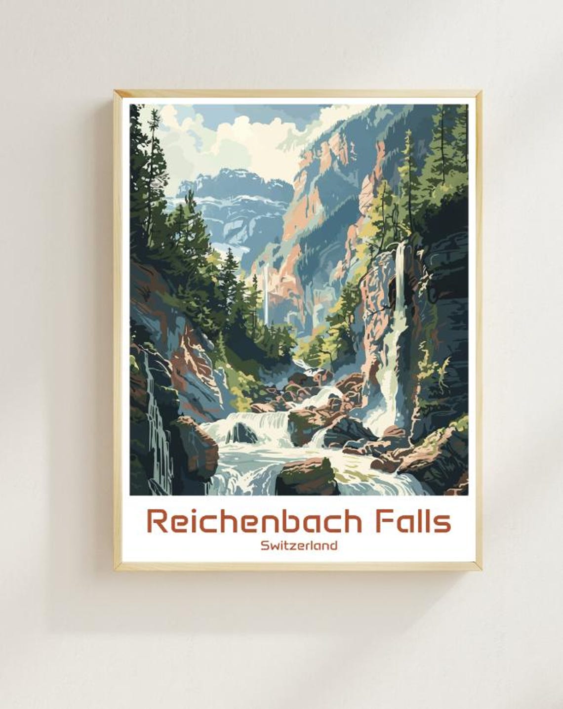 Reichenbach Falls Switzerland Mountain Gorge Waterfall Poster