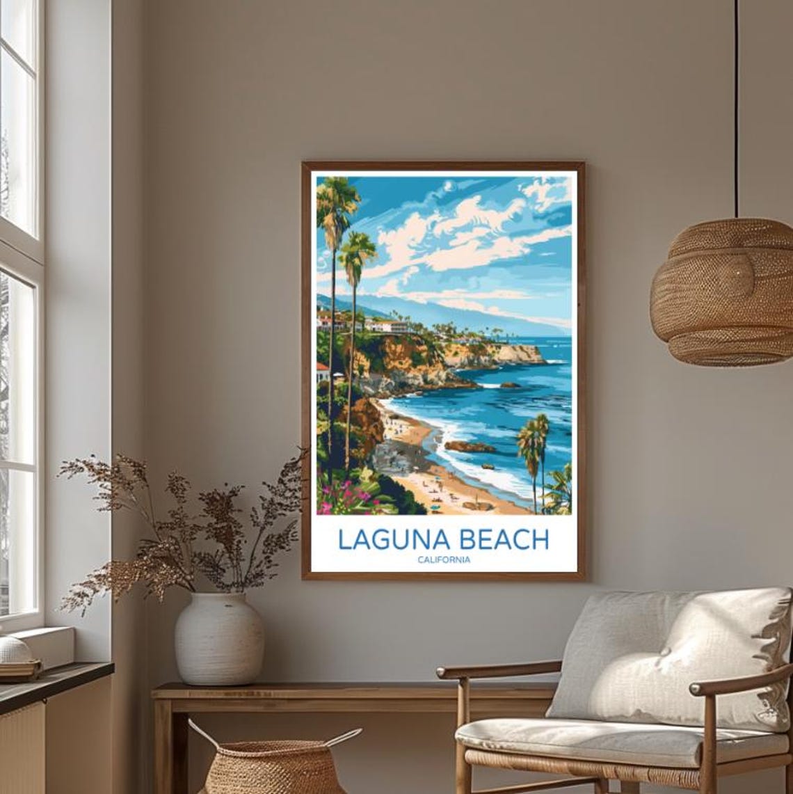 Laguna Beach California Cove With Palms And Cliffs Travel Poster - Image 4