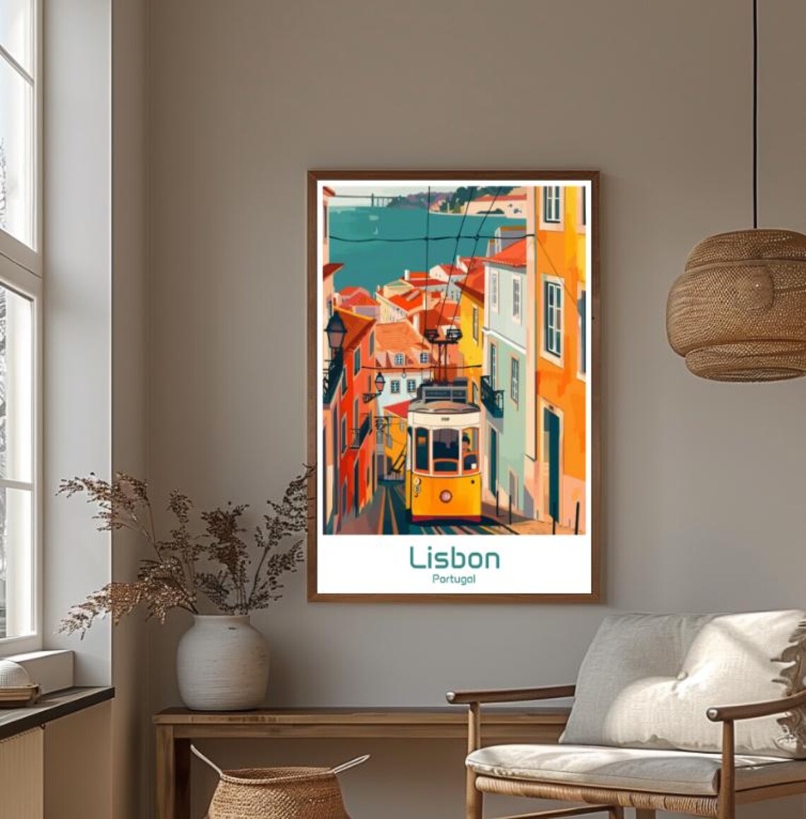 Lisbon Portugal Yellow Tram Alfama Street Vintage Travel Poster - Image 4