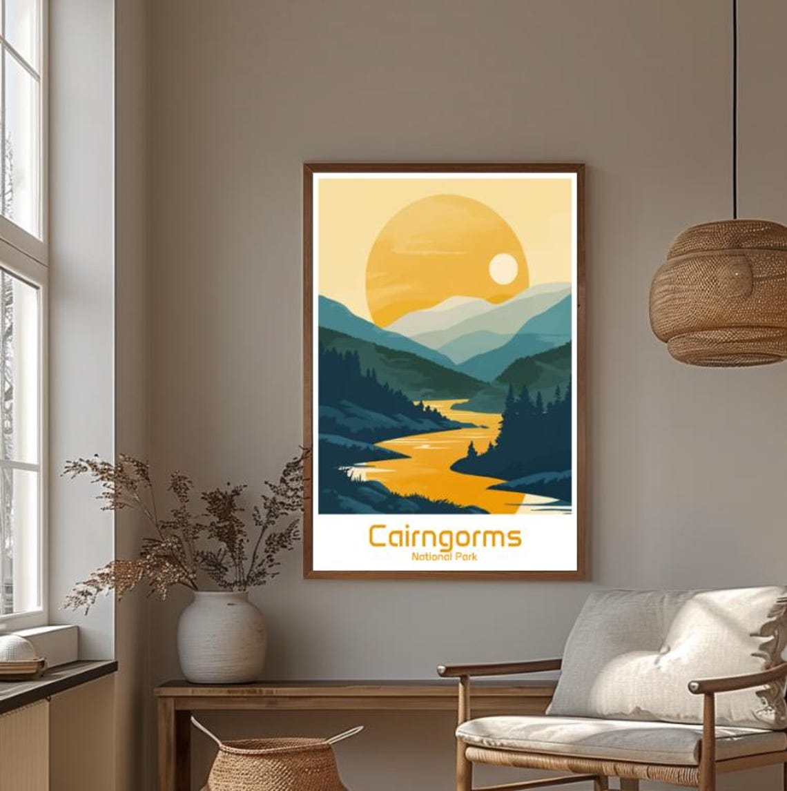 Cairngorms National Park Sunset River Valley Highland Art Poster - Image 4