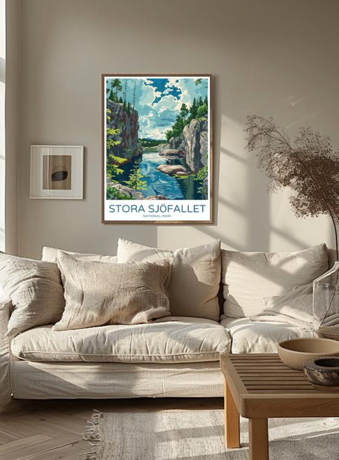Stora Sjofallet National Park River Cliffs Colorful Travel Poster - Image 3
