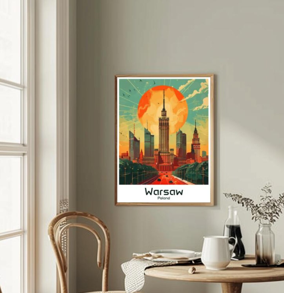 Warsaw Poland Sunset Skyline Poster With Palace Of Culture View - Image 2