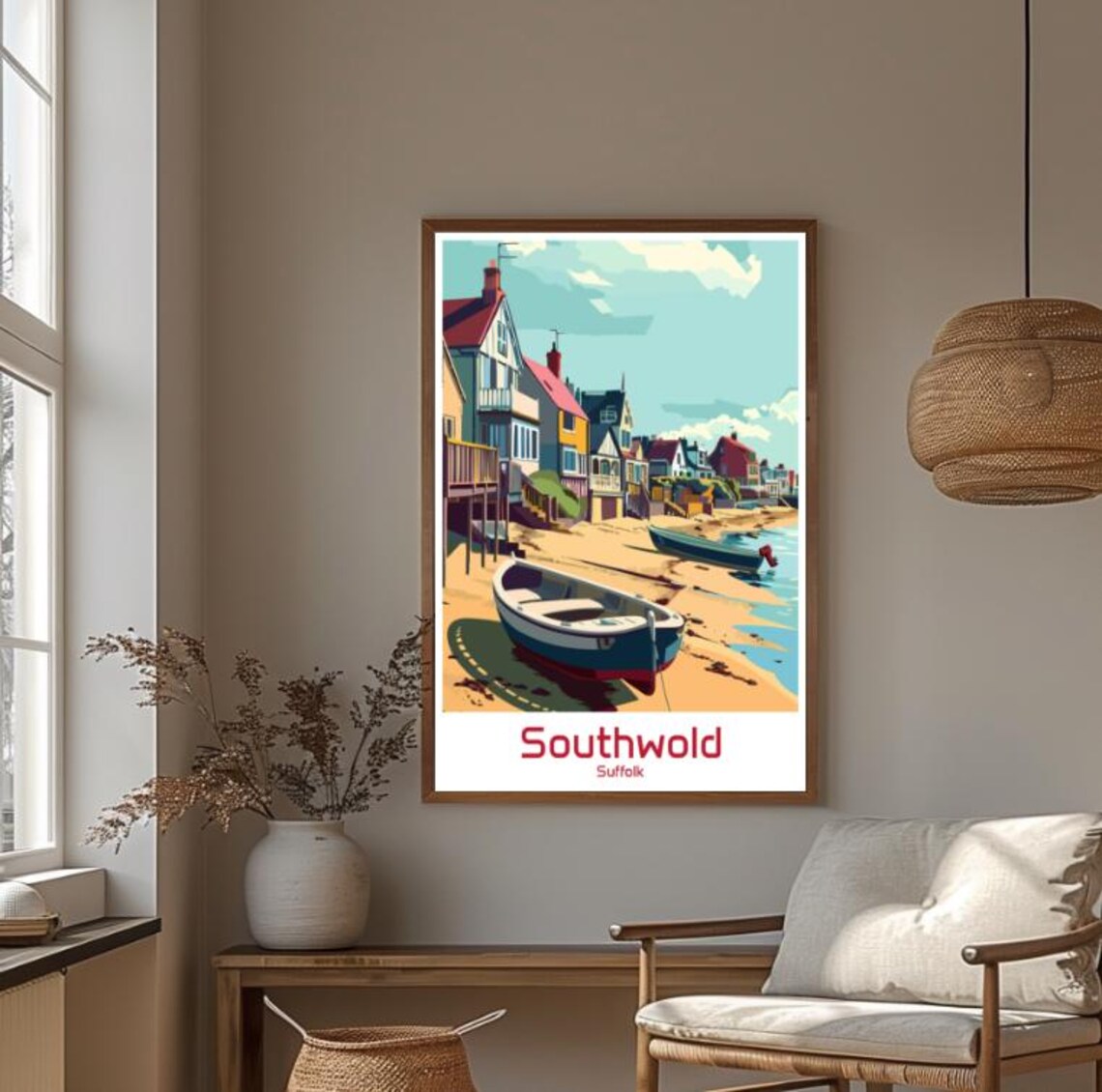 Southwold Suffolk Colourful Beach Huts and Fishing Boats Poster - Image 4