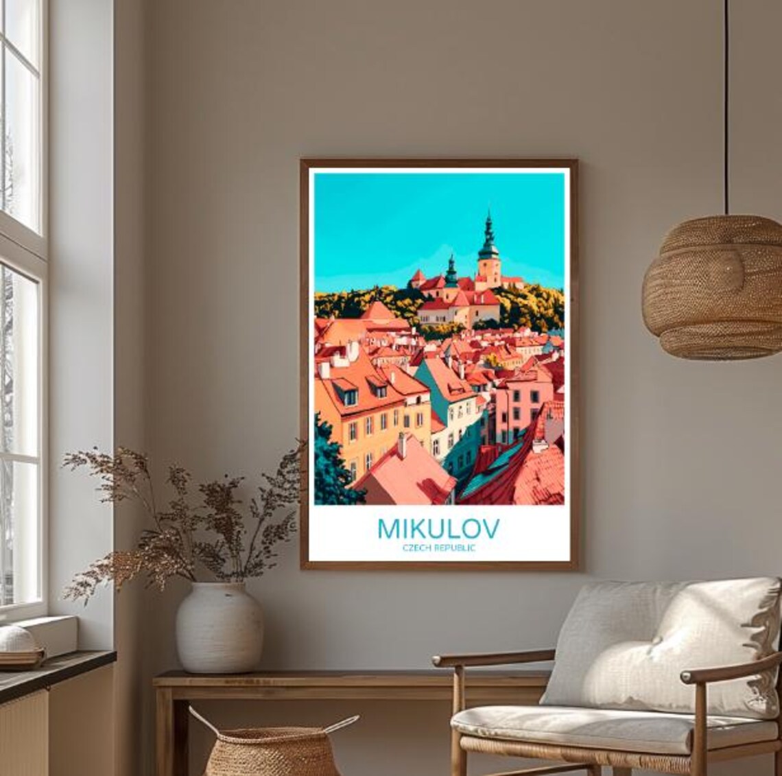 Mikulov Czech Republic Castle Town Rooftops Vintage Travel Poster - Image 3