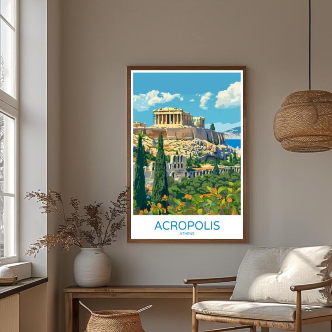Acropolis Parthenon Athens Illustrated Ancient Landmark Travel Poster - Image 3