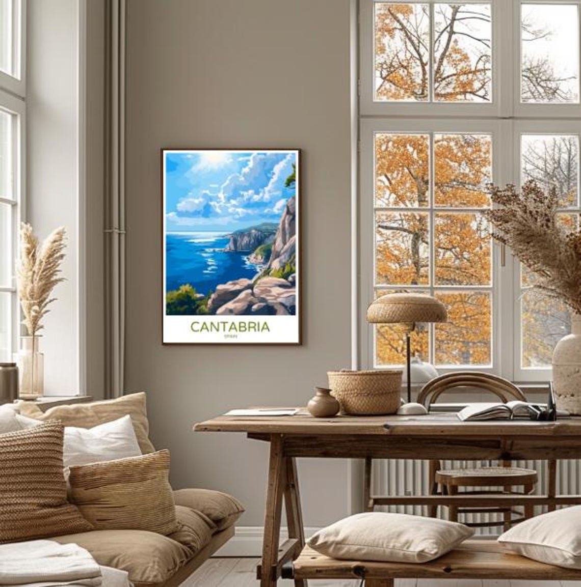 Cantabria Spain Dramatic Coastal Cliffs Over Blue Sea Poster - Image 4