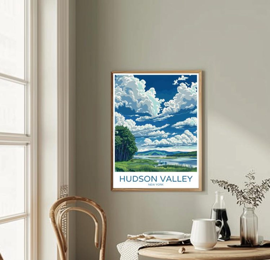 Hudson Valley New York River Landscape Dramatic Clouds Poster - Image 2