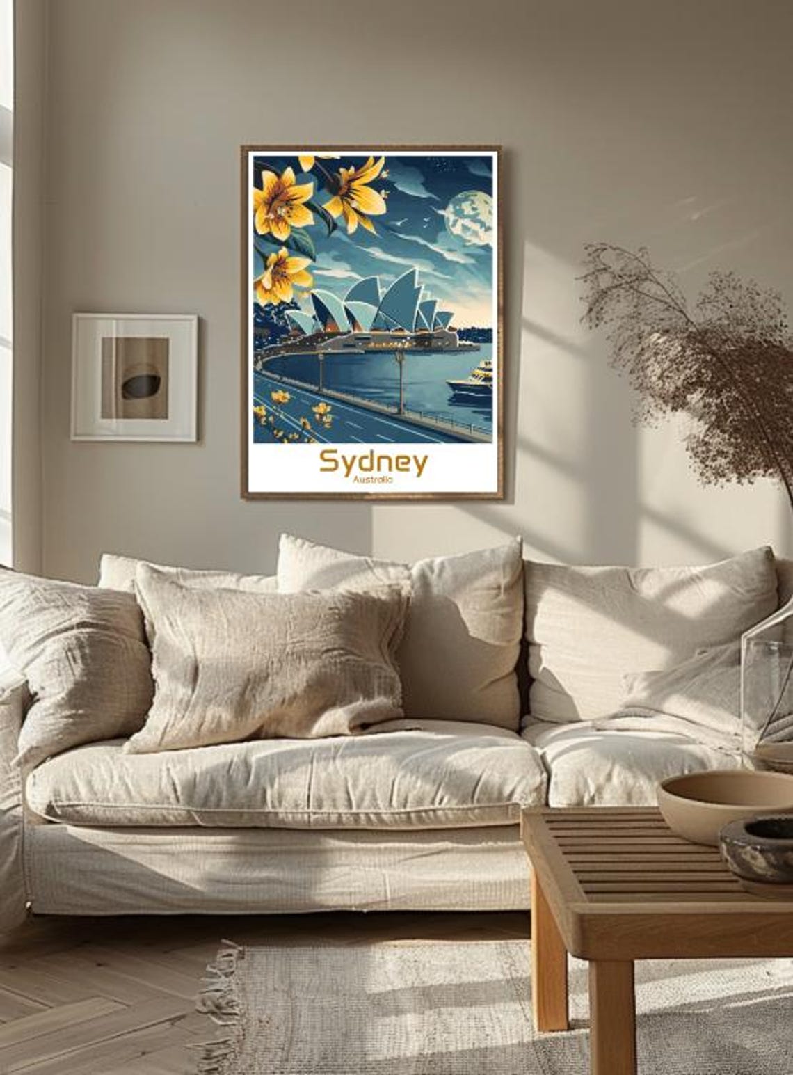 Sydney Australia Opera House Night Moon Harbour Floral Poster - Image 3