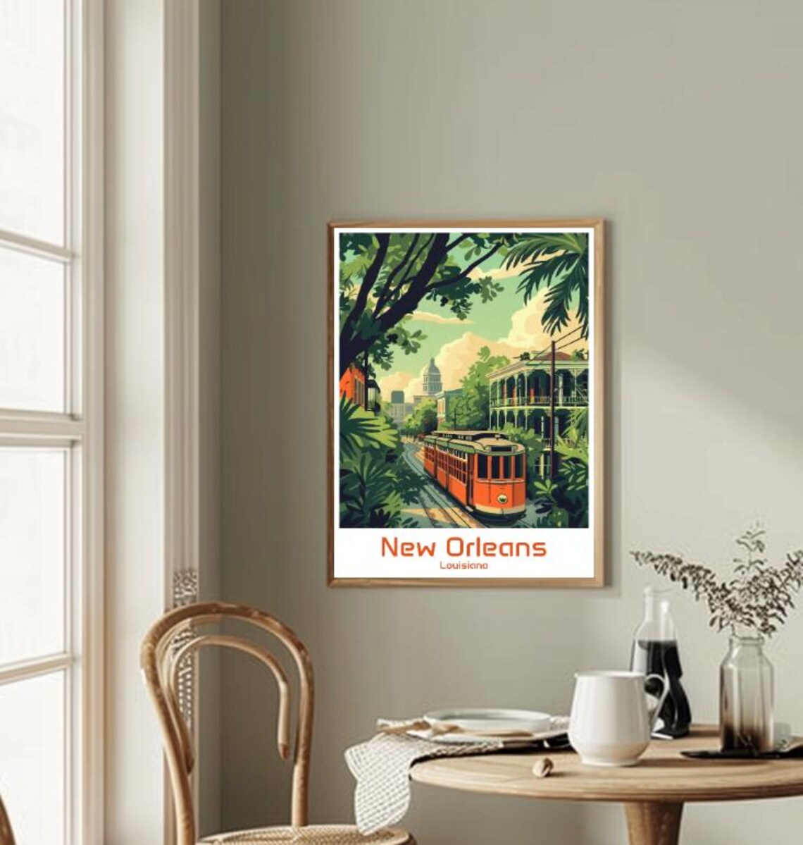 New Orleans Louisiana Streetcar Oak Avenue Garden Travel Poster - Image 2