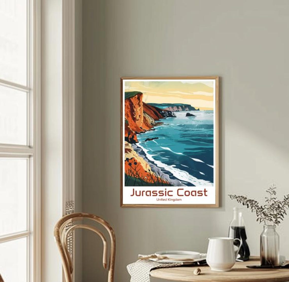Jurassic Coast Dorset Red Cliffs Dramatic Turquoise Sea Poster - Image 2