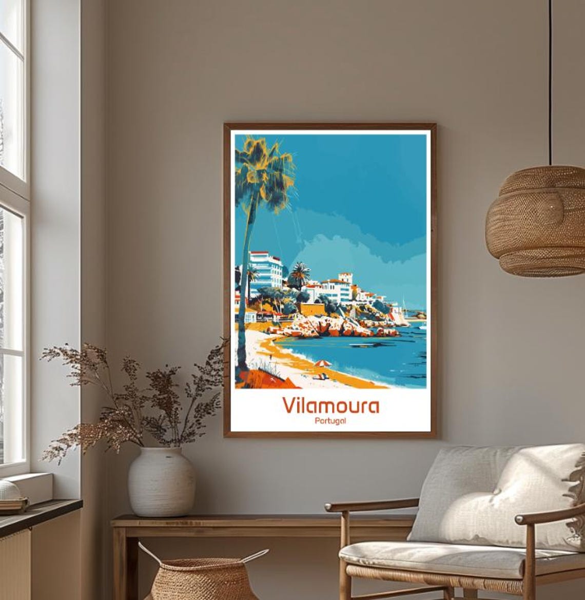 Vilamoura Portugal Marina Beach Cliffs Vintage Travel Poster - Image 4