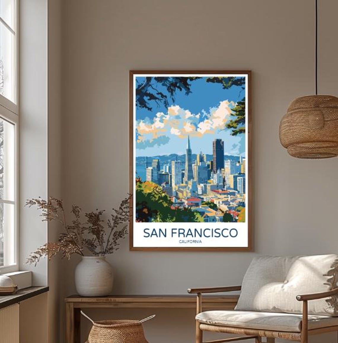 San Francisco California Downtown Hills Skyline Travel Poster - Image 3