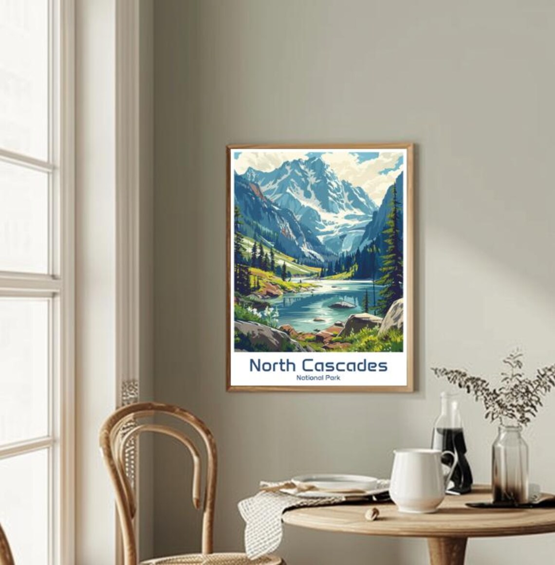 North Cascades National Park Glacial Lake Mountain Scenic Poster - Image 2