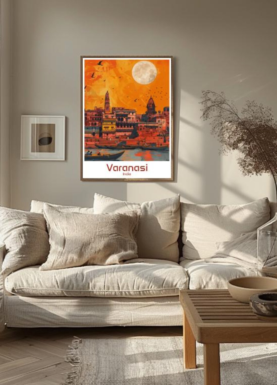 Varanasi India Ganges Ghats Sunrise Boats Temples River Poster - Image 3