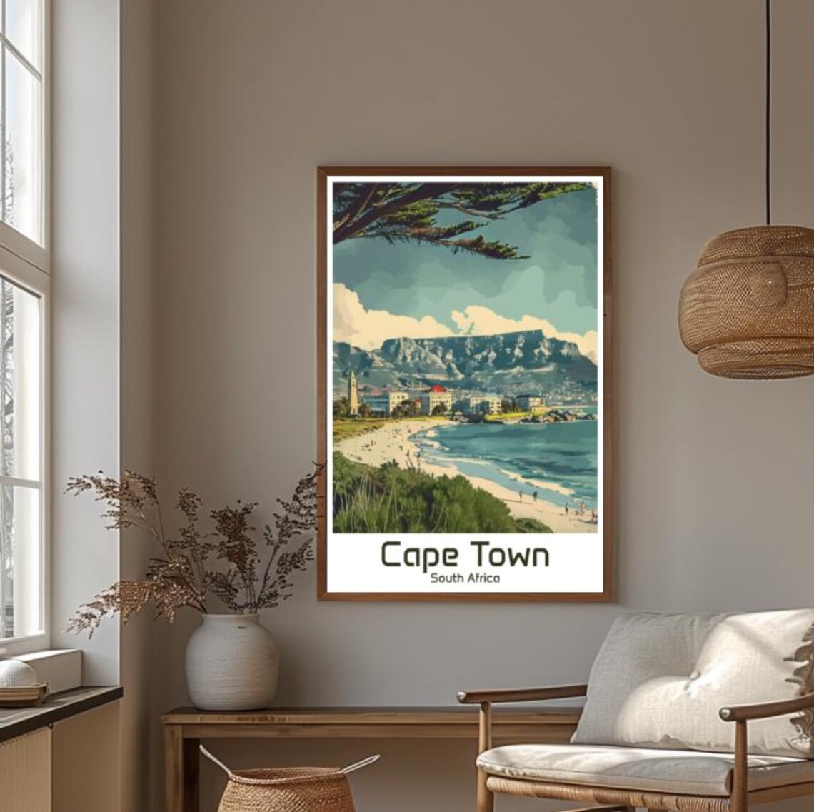 Cape Town South Africa Table Mountain Beach Vintage Travel Poster - Image 4