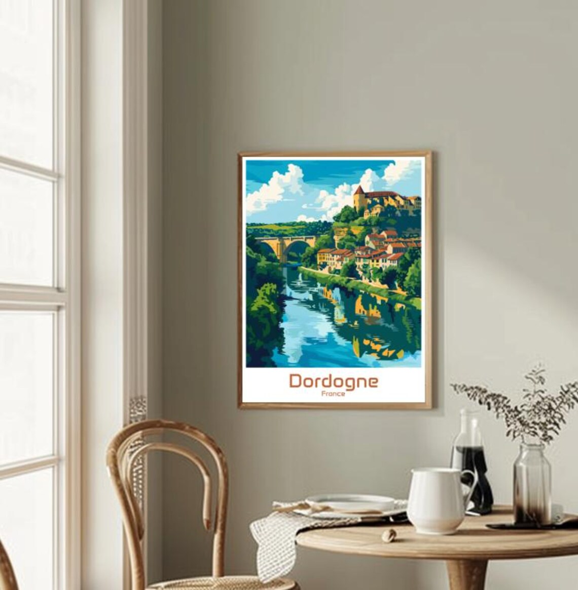 Dordogne France River Village Chateau Stone Bridge Travel Poster - Image 2